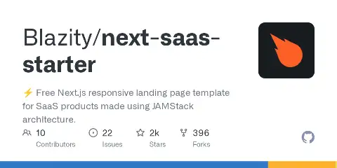 Preview of Next SaaS Starter by Blazity
