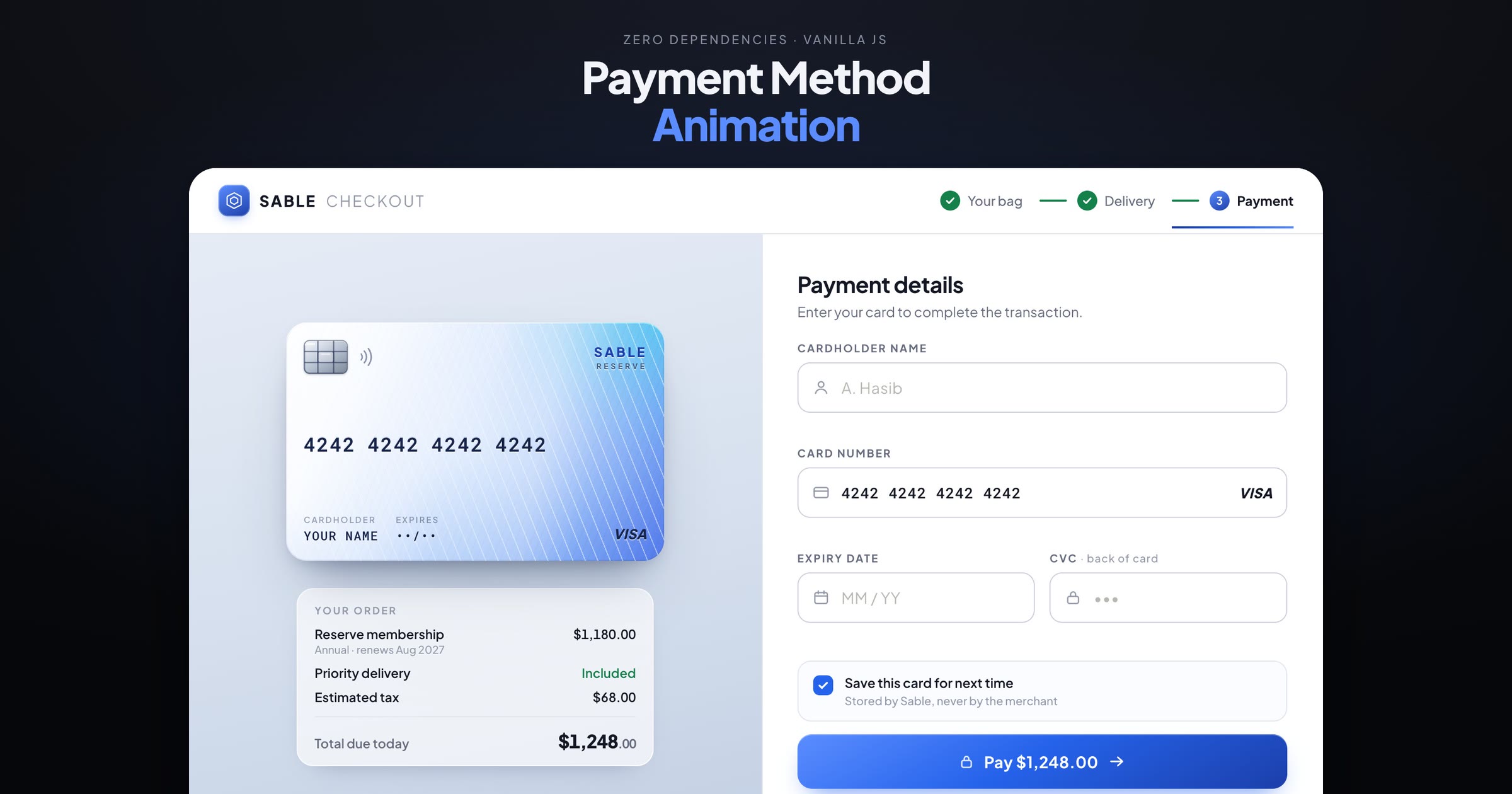 Preview of Payment Method Animation