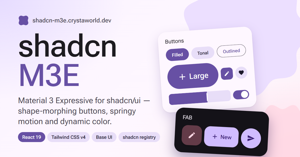 Preview of shadcn M3E