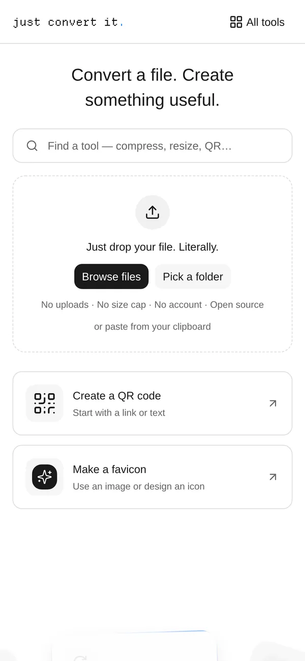 Just Convert It on a phone with the file drop zone